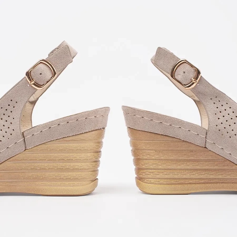 Goodin Beige offene Sandalen auf Keil 2