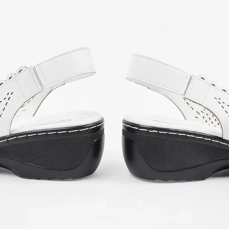 Goodin Weiße Keilsandalen mit offener Ferse 2