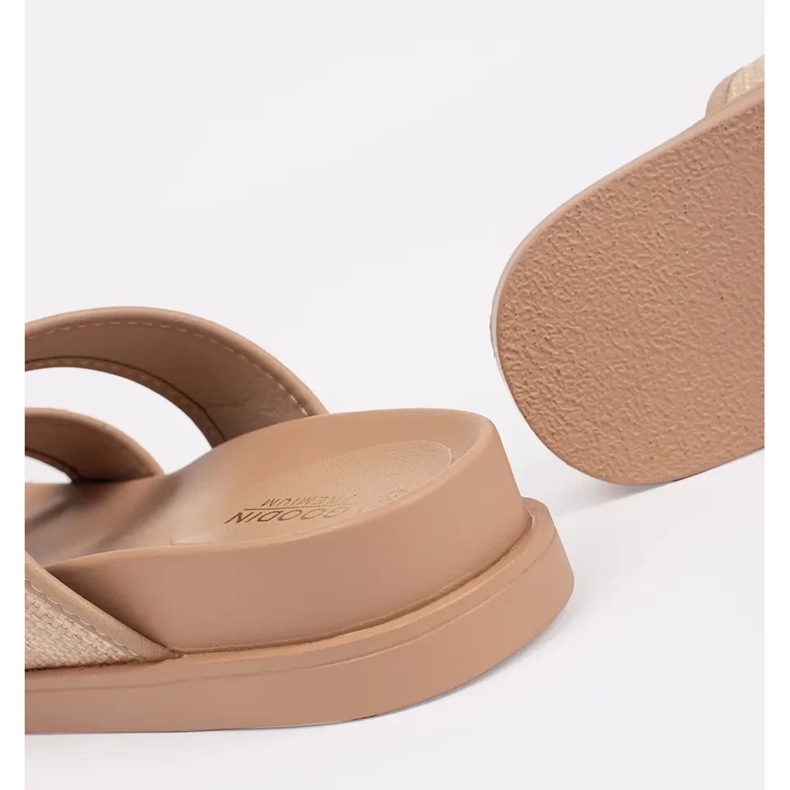 Goodin Beige Frauen flache Flip Flops mit Schnallen 1