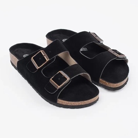 Goodin Schwarze Lederflip Flops 1