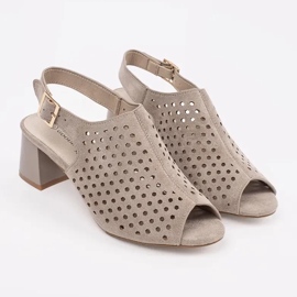 Goodin Beige Openwork Wildleder High Heels Sandalen 3