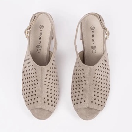 Goodin Beige Openwork Wildleder High Heels Sandalen 4