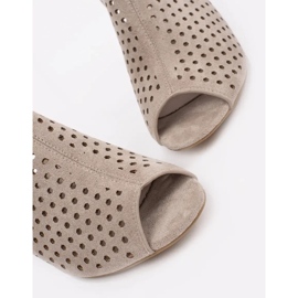 Goodin Beige Openwork Wildleder High Heels Sandalen 5