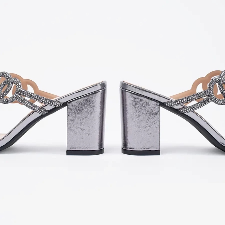 Silver High Heels Sergio Leone mit Zirkonen silber- 1