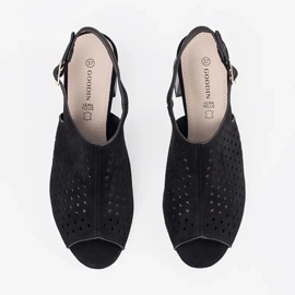 Goodin Schwarze offene Wildleder -High Heels Sandalen 3