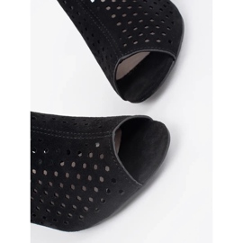 Goodin Schwarze offene Wildleder -High Heels Sandalen 5