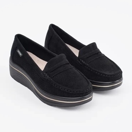 Goodin Schwarze Slipper auf einer dicken Sohle 2