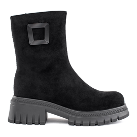 Schwarze Damenstiefel mit dicker Sohle 3