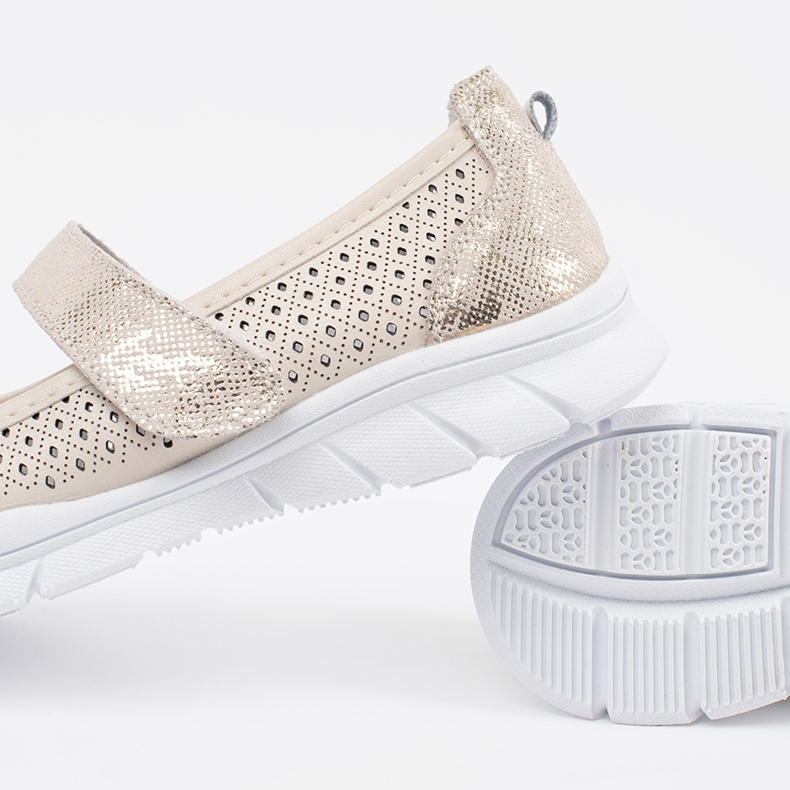 Goodin Beige Openwork Leder Sport Ballerinas 2