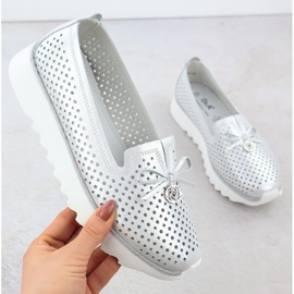 S. BARSKI Damen Lederschuhe Openwork Silber S.Barski LR51-631 1