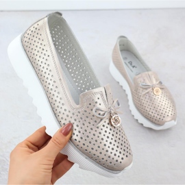 Openwork-Lederschuhe für Frauen von Frauen Złote S. Barski LR51-631 golden 1