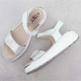 S.Barski Damen-Ledersandalen für Klettverzelung silberne Plattform S. Barski LR51-543 silber- 3