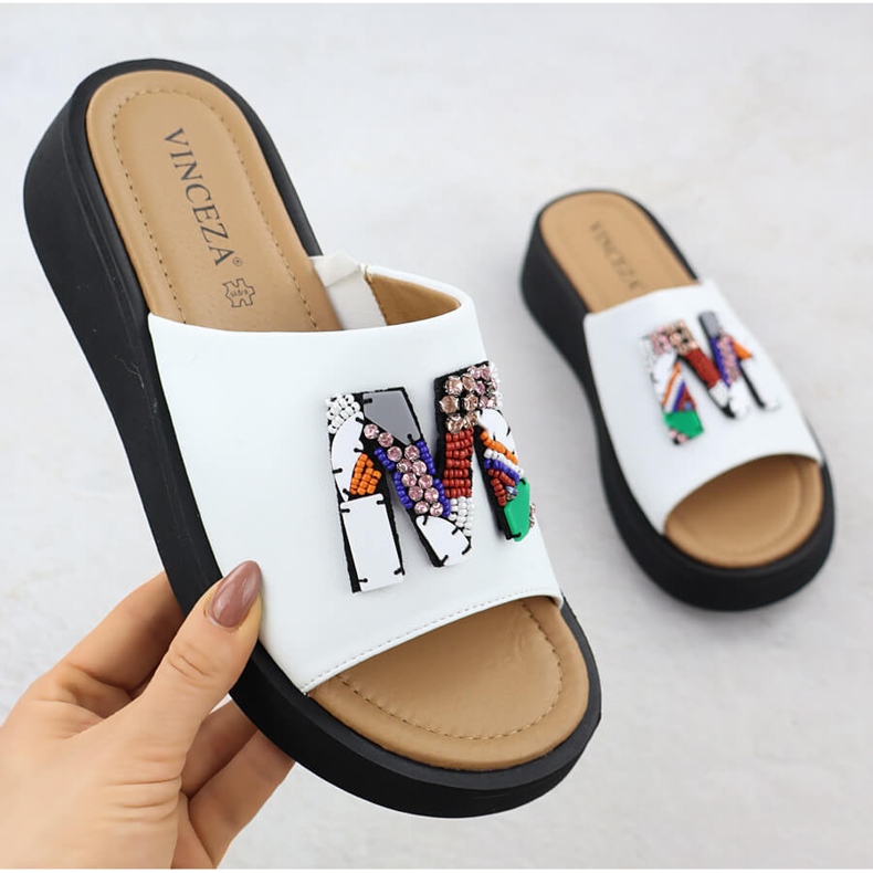 Weiße Hausschuhe von Frauen Vinceza 66623 1