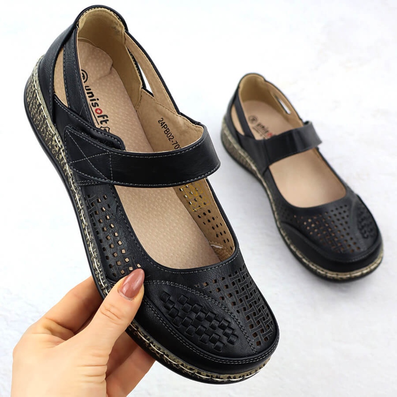 Frauenschuhe für Klettverschlüsse Unisoft 7026 schwarz 1