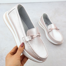 S.Barski Leder-Mokasinschuhe auf der Perlenplattform Pink S. Barski Gr51-598 rosa 1