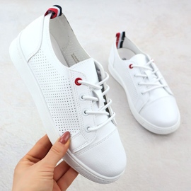 Sportschuhe Sneaker mit Öko -Leder Openwork White Potocki Py1633 weiß 1