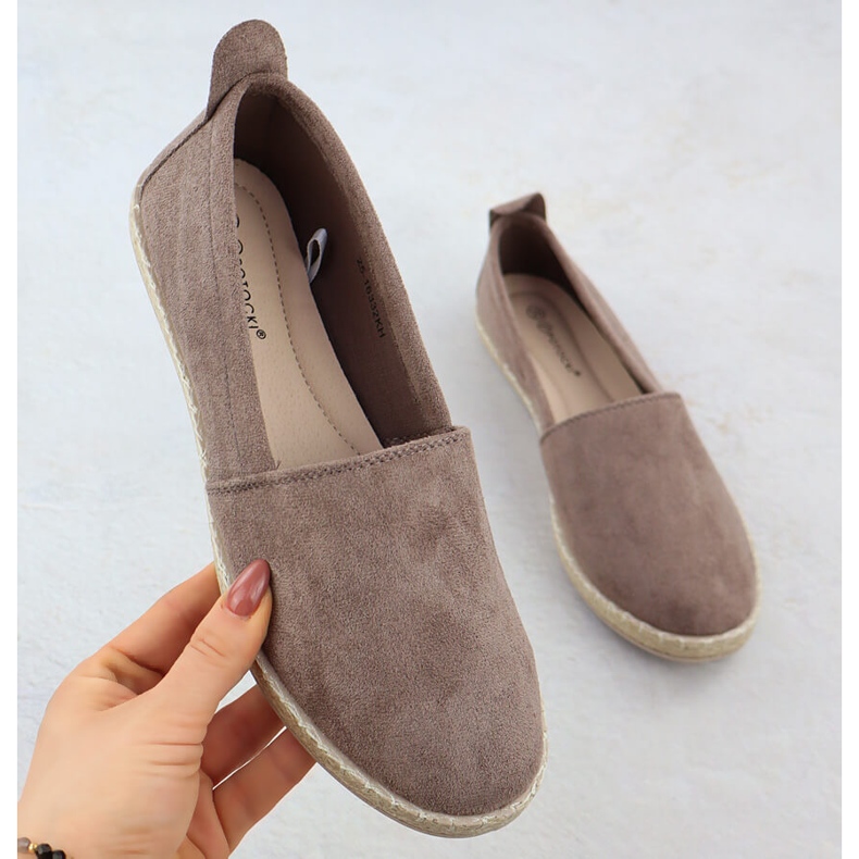 Frauen Espadrilles rutschten Wildleder Khaki Potocki Py16332 aus grün 1