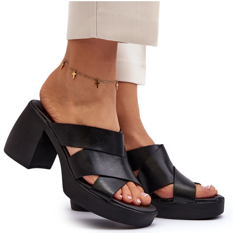 Zazoo 40373 Leder-Flip-Flops mit Block, Schwarz 5