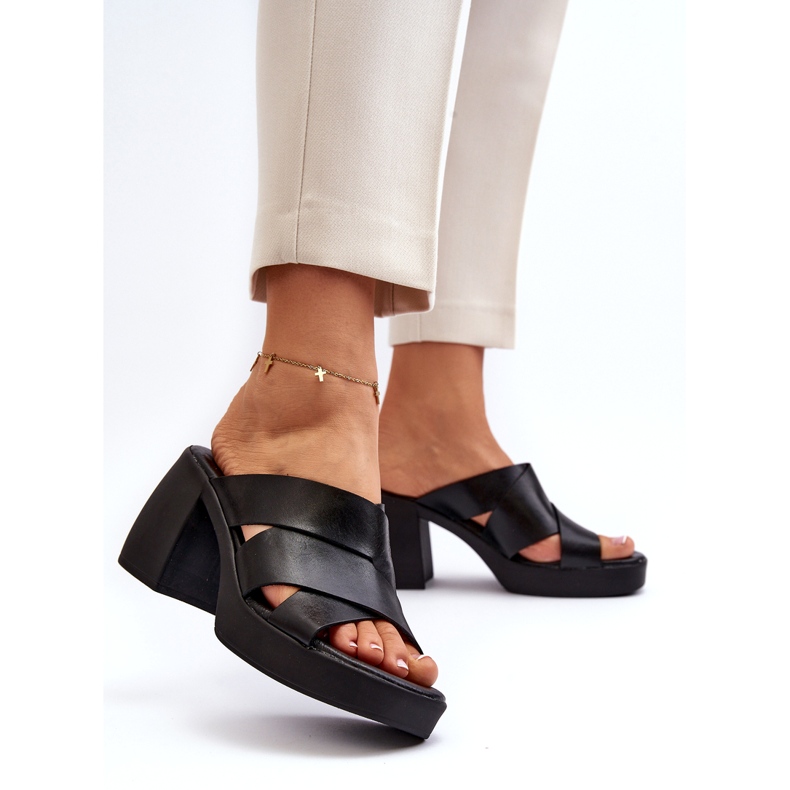 Zazoo 40373 Leder-Flip-Flops mit Block, Schwarz 4