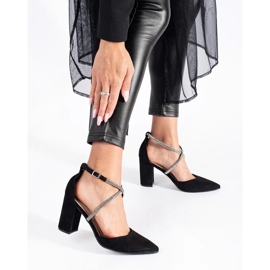 Schwarze Wildlederpumps mit Pailletten 2