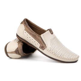Olivier Herrenmokasins mit Openwork Leder 0525 Creme beige 2