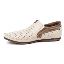 Olivier Herrenmokasins mit Openwork Leder 0525 Creme beige 4