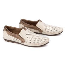 Olivier Herrenmokasins mit Openwork Leder 0525 Creme beige 5