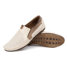 Olivier Herrenmokasins mit Openwork Leder 0525 Creme beige 6