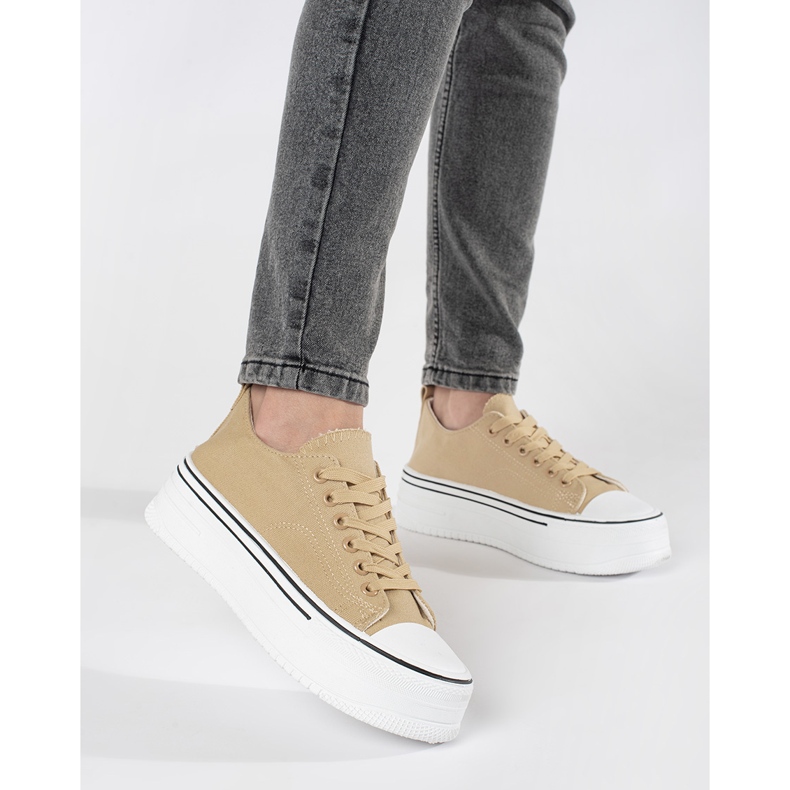 Beige Damen-Sneaker mit dicker Sohle 1