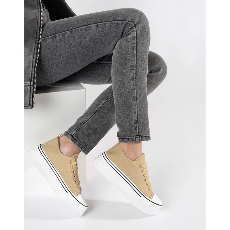 Beige Damen-Sneaker mit dicker Sohle 2