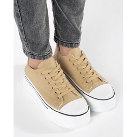 Beige Damen-Sneaker mit dicker Sohle 3