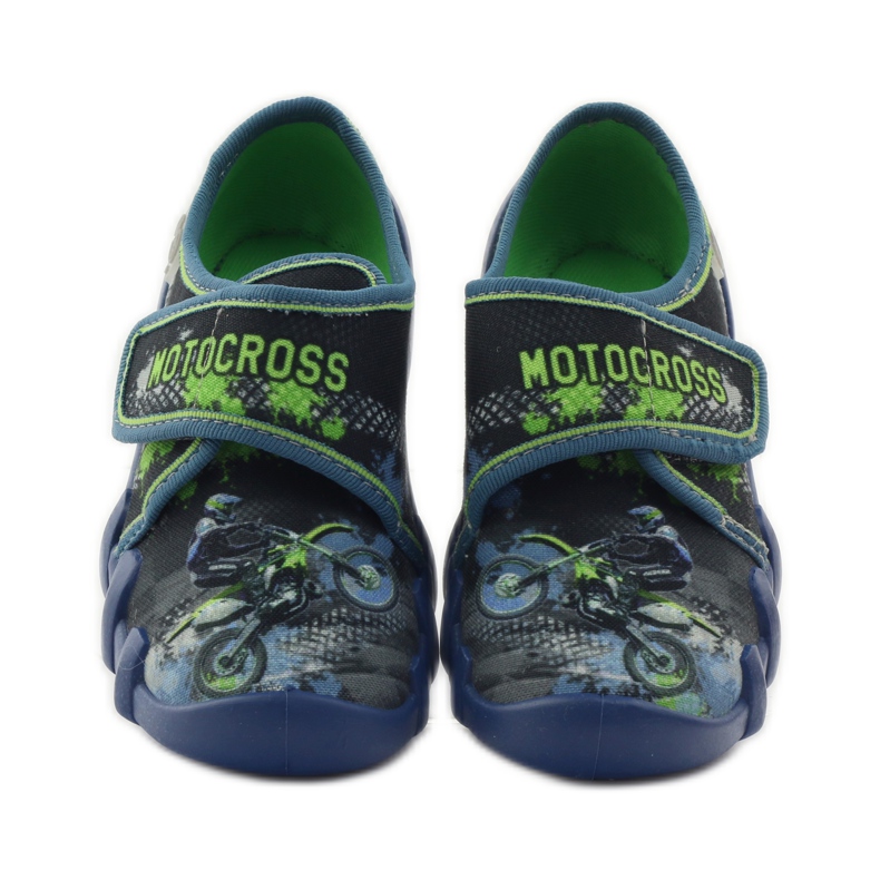 Hausschuhe für Jungen Befado 273y226 Motocross navy blau grün 4
