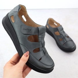 Damen -Lederschuhe auf dem Helios 437 Graphit Klettverschluss grau 1