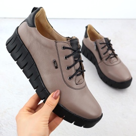 Damen -Lederschuhe für Khaki Helios 420 braun 1