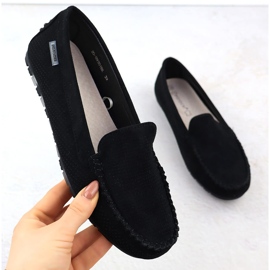 Moccasins Damen Wildlederschuhe Black Potocki WL09301 schwarz 1