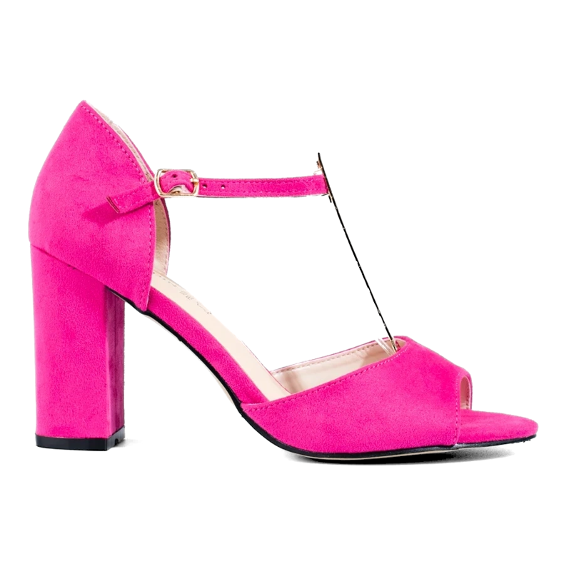 Rosafarbene, klassische Shelovet-Sandalen mit hohem Absatz für Damen 2