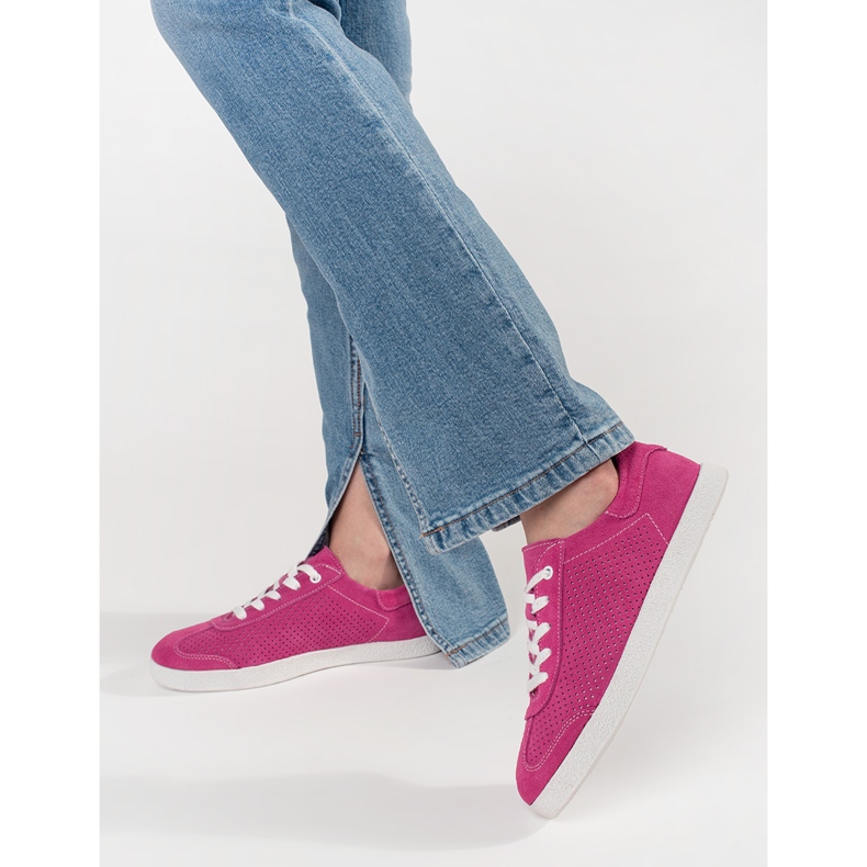 Goodin Pink Openwork -Turnschuhe aus natürliches Leder rosa 1