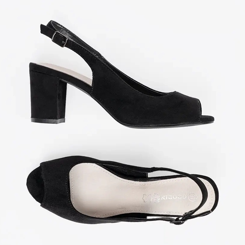 Goodin Wildledersandalen auf einem Pfosten schwarz 1