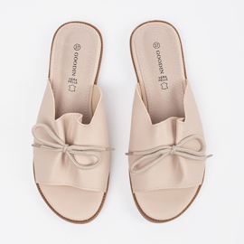 Goodin Beige Klappenklappen mit einem Bogen 1