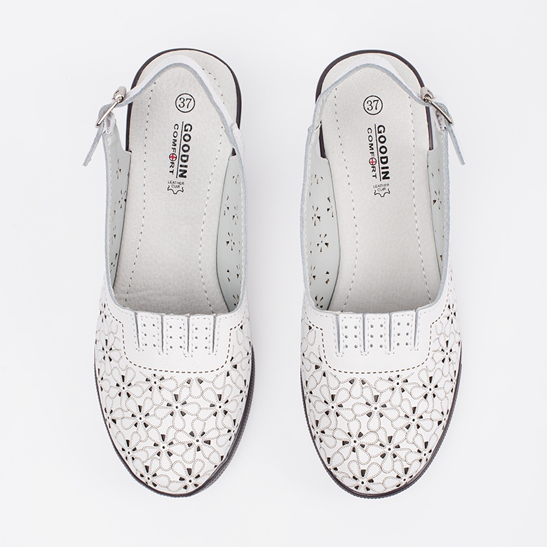 Goodin Weiß gestrichene Sandalen mit niedrigem Kopf 2