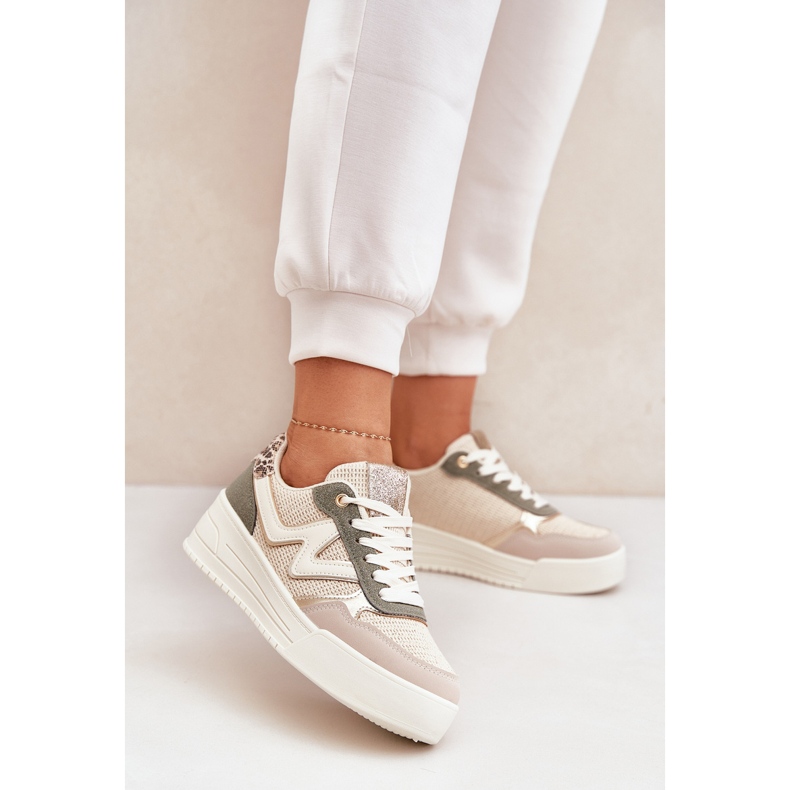 Frauen Sportschuhe auf der Plattform Leopard Leopard grün 2