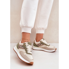 Frauen Sportschuhe mit Leopardendruck auf der Plattformgrün 2