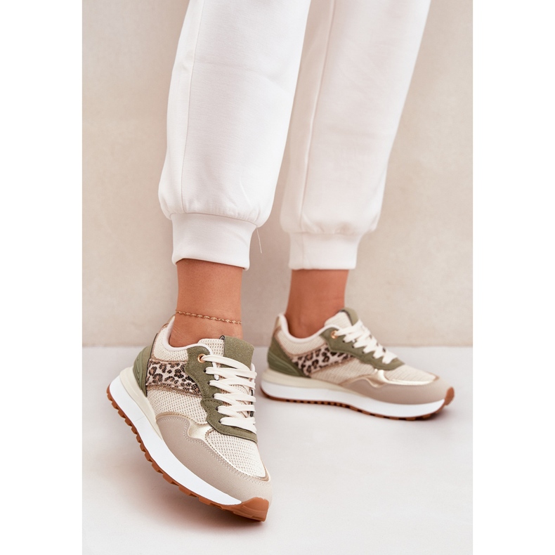 Frauen Sportschuhe mit Leopardendruck auf der Plattformgrün 2