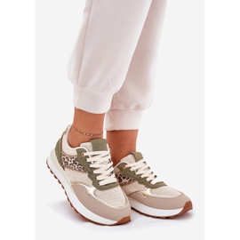 Frauen Sportschuhe mit Leopardendruck auf der Plattformgrün 1