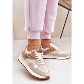 Frauen Sportschuhe auf Plattform Tiermuster Beige 2