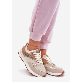 Frauen Sportschuhe auf Plattform Tiermuster Beige 1