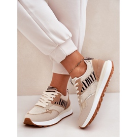 Frauen Sportschuhe auf der Plattform Zebra Beige 6