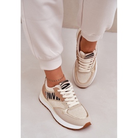 Frauen Sportschuhe auf der Plattform Zebra Beige 7