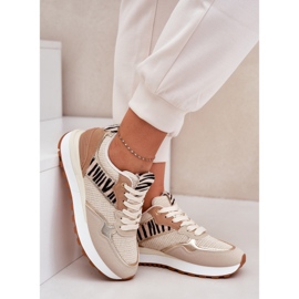 Frauen Sportschuhe auf der Plattform Zebra Beige 8