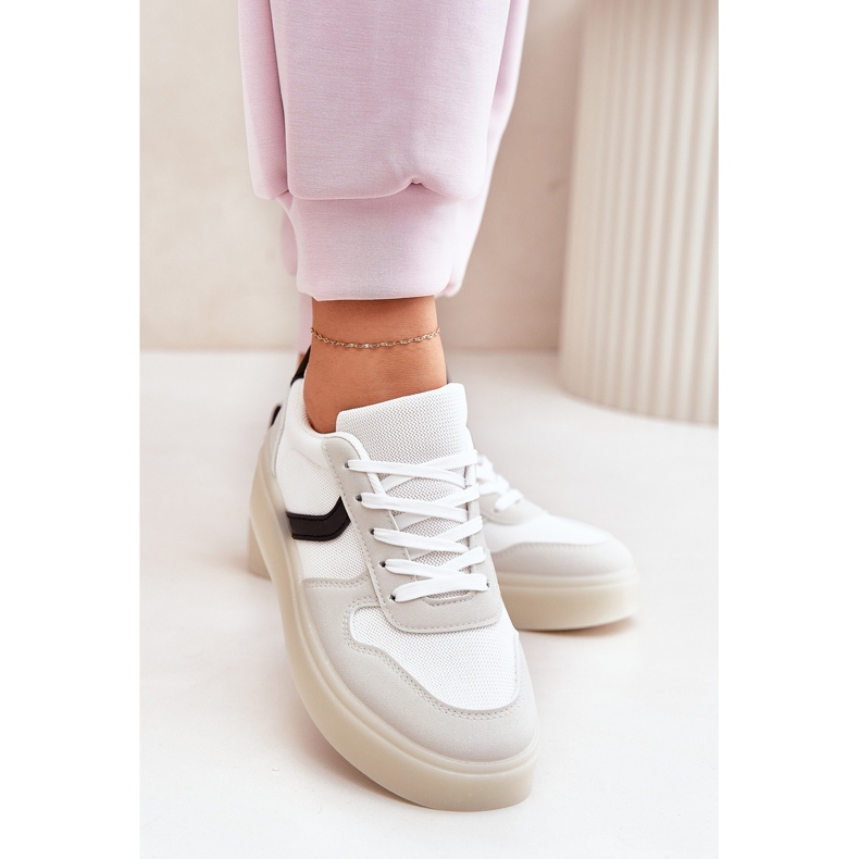 Niedrige Plateau-Sneaker für Damen, Weiß 2